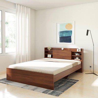 Solimo Picton Engineered Wood Queen Size Bed Without Storage (Asian Walnut)