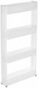 Amazon Brand - Solimo Plastic 4 Layer Slim Storage Kitchen Organizer Rack with Wheels (White)...