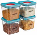 Solimo Plastic Airtight Kitchen Storage Container Set, 1100 Ml Set of 4, Blue...