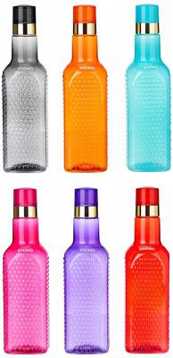 Amazon Brand - Solimo Plastic Fridge Bottle Set (6 pieces, 1L, Multicolour)