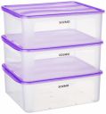 Solimo Plastic Fridge Multi Storage Container With Lid (Set Of 3, 8000Ml, Purple)...