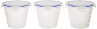 Solimo Plastic Kitchen Storage Container Set, 1 Litre, 3-Pieces, Blue