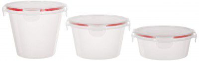 Solimo Plastic Kitchen Storage Container Set, 3-Pieces, Transparent