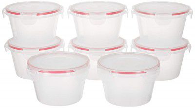 Solimo Plastic Kitchen Storage Container Set, 750ml, 8-Pieces, Transparent