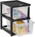 Amazon Brand - Solimo Plastic Multipurpose Modular Drawer, 2 Racks, Large, Transparent...