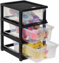 Amazon Brand - Solimo Plastic Multipurpose Modular Drawer, 3 Racks, Small, Transparent...