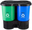 Solimo Plastic Oval Step-On Pedal 2-In-1 Dual Dustbin With Lid-15.4 Liters|Green&Blue...