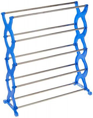 Amazon Brand - Solimo Plastic Shoe Rack, 5 Shelves, Blue