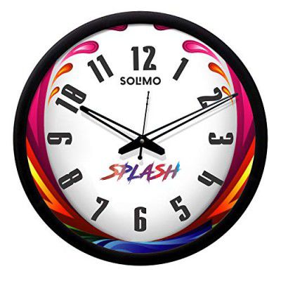 Solimo Plastic Silent Movement 12-inch Sensation Wall Clock (Black Frame, 30.48 x 30.48 x 5.02 cms/12 x 12 x 1.97 inches)