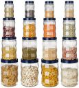 Amazon Brand - Solimo Plastic Storage Container Set (16 pieces, Edge Pattern, Royal Blue)...
