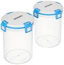 Solimo Plastic Storage Container Set with Clip and Lock Lid, Set of 2 Blue...