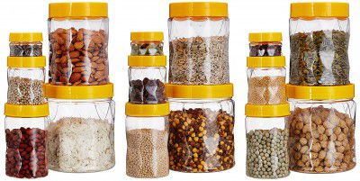 Solimo Plastic Storage Container Set with Wide Mouth (15 pieces, Wavy Pattern, Large size)