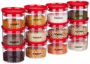 Solimo Plastic Storage Jar and Container Set I Air Tight, 500 Ml Each, Set 12, Red...