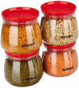 Solimo Plastic Storage Jar and Container Set, 800 Ml Each, Set 4, Red...