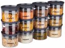 Solimo Plastic Storage Jar and Container Set I 500 Ml Each, Set 12, Grey...