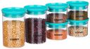 Solimo Plastic Storage Jar and Container Set I Air Tight & BPA Free Containers for Kitchen Storage Set I Grocery Kitchen Container, Set 6 (500 ML - 4 Pieces & 900 ML - 2 Pieces), Blue...