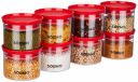 Solimo Plastic Storage Jar and Container Set I Air Tight & BPA Free Containers for Kitchen Storage Set I Grocery Kitchen Container Set I Multipurpose Jar, 500 Ml Each, Set 8, Red...