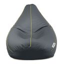 Amazon Brand - Solimo Premium Faux Leather Bean Bag, Filled with Beans | Capacity: Upto 6 Ft 3 in Height, 120 KG Weight | 3XL | Grey with Yellow Piping...