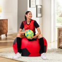 Solimo Premium Faux Leather Football Bean Bag | Iconic Football Shape | 3Xl | Red And Black...