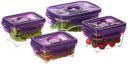 Solimo Premium Plastic Food Storage container Set with manual Pump (Tritan material, 4 pieces, 200ml, 330ml, 600ml, 1L)...