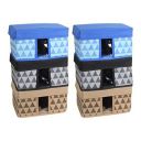 Solimo Printed Fabric Rectangular Storage Box, Medium, Set of 6, Multicolor...