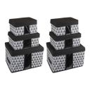 Solimo Printed Fabric Rectangular Storage Box, Set of 6, Dark Grey...
