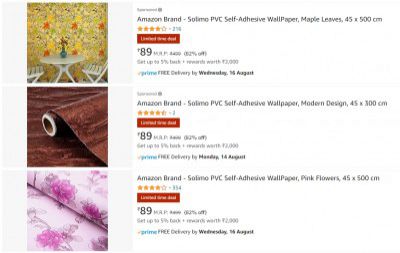 Solimo PVC Self-Adhesive Wallpaper Upto 82% Off