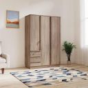 Amazon Brand - Solimo Raptor Engineered Wood 3 Door Wardrobe (3 Drawers with Wrapping Handle, Rustic Oak Finish)...