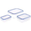 Solimo Rectangular Glass Storage Container Set, Set of 3, Transparent...