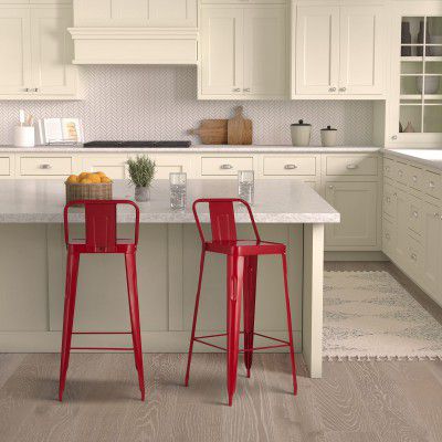 Solimo Remmill Iron 1 Seater Bar Stool (Red Finish)