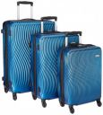 Solimo Ripple Hardside Trolley, Blue, Set of 3 (55cm + 66cm + 75cm)...