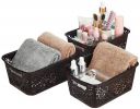 Solimo Royal Multipurpose Storage Basket - Small (Set Of 3, Brown), Fabric, Rectangular...