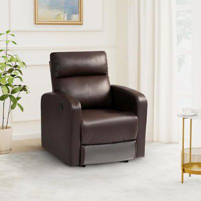 Solimo Ruan 1 Seater Leatherette Manual Compact Recliner (Brown)