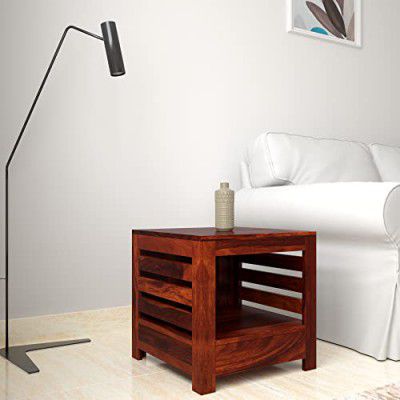 Amazon Brand - Solimo Searcy Durable Bedside Table with 1 Shelf and 1 Drawer (Solid Sheesham Wood, Honey Finish)