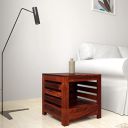 Amazon Brand - Solimo Searcy Durable Bedside Table with 1 Shelf and 1 Drawer (Solid Sheesham Wood, Honey Finish)...