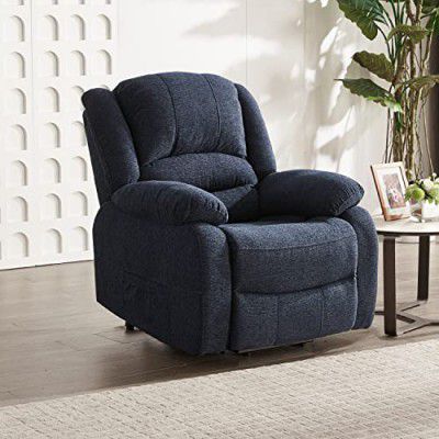 Amazon Brand - Solimo Selna Power Lift 1 Seater Fabric Recliner (Blue)