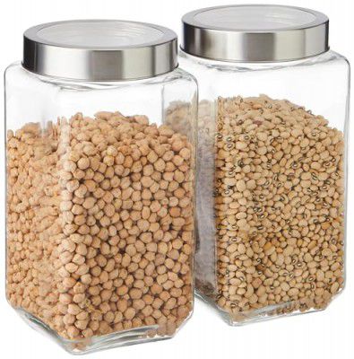 Solimo - Set of 2 Glass Jars - 2200 ml - BPA-free, Airtight, Transparent