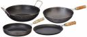 Amazon Brand - Solimo Sheet Metal Iron Cookware Set of 4 Pcs (Kadai 24 cm, Tawa 23 cm, Wok 24 cm, Frying Pan 24 cm)...
