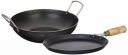 Amazon Brand - Solimo Sheet Metal Iron Cookware Set of 2 Pcs (Tawa 23 cm, Kadai 24 cm, Induction Friendly (Black)...