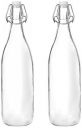Solimo Silica Glass Bottle with Flip Cap, 1 Litre, Set of 2 (Transparent)...