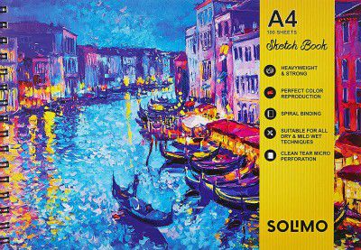 Solimo Sketching Book - 100 Sheets, A4 Size