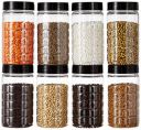 Amazon Brand - Solimo Spice Jar, 200 ml, Set of 8, Black, Plastic...
