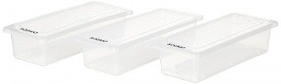 Amazon Brand - Solimo Stackable Storage Containers with Removable Drain Plate and Lid, Set of 3