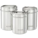 Solimo Stainless Steel Canister Set - Ubba Dabba I See-Through Canisters | BIS-Approved | 600ml, 900ml, and 1200ml, SILVER, Set Of 3...
