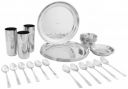 Solimo Stainless Steel Dinner Set of 42 Pieces | Mirror Finish I Bhojan Thali Set I Dinnerware Set for Kitchen I Dishwasher Safe...