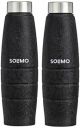 Amazon Brand - Solimo Stainless Tri-Line Water Bottle, Set of 2 | Leak-Proof | BPA Free | 1000 ml (Black)...