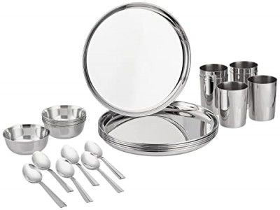 Amazon Brand - Solimo Stainless Steel Heavy Gauge Dinner Set, 24 Pcs