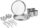 Amazon Brand - Solimo Stainless Steel Heavy Gauge Dinner Set, 24 Pcs...