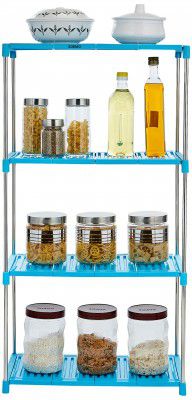 Amazon Brand - Solimo Stainless Steel Kitchen Organiser Rack with 4 Shelves