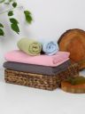 Solimo Super Soft Microfiber Hand Towel | Set of 4 (Grey, Pink, Green, Light Blue)...